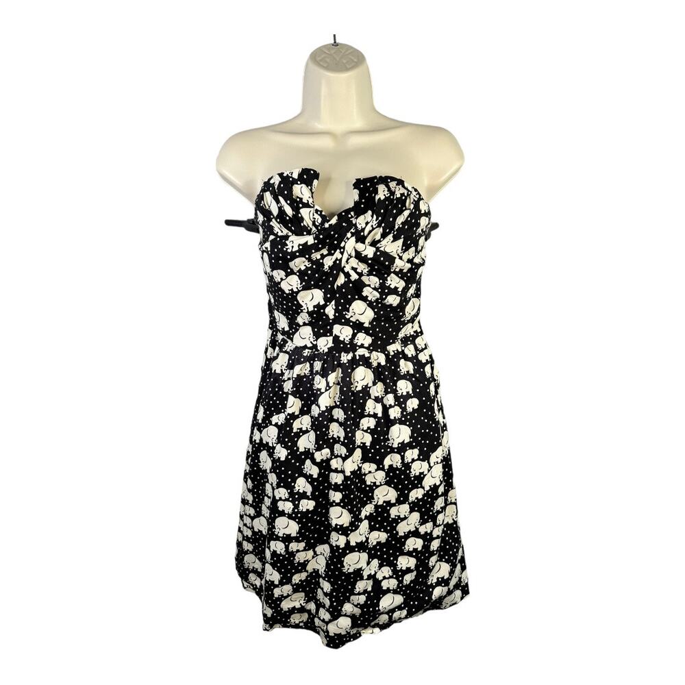 Porridge Anthropologie Womens size 0 Elephant Cotton Fit & Flare Strapless Dress